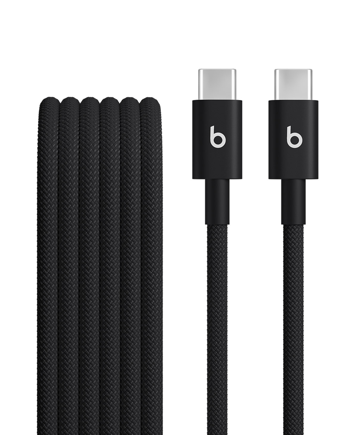 Close-up of 2 Pack Beats USB-C to USB-C Woven Cable in Bolt Black