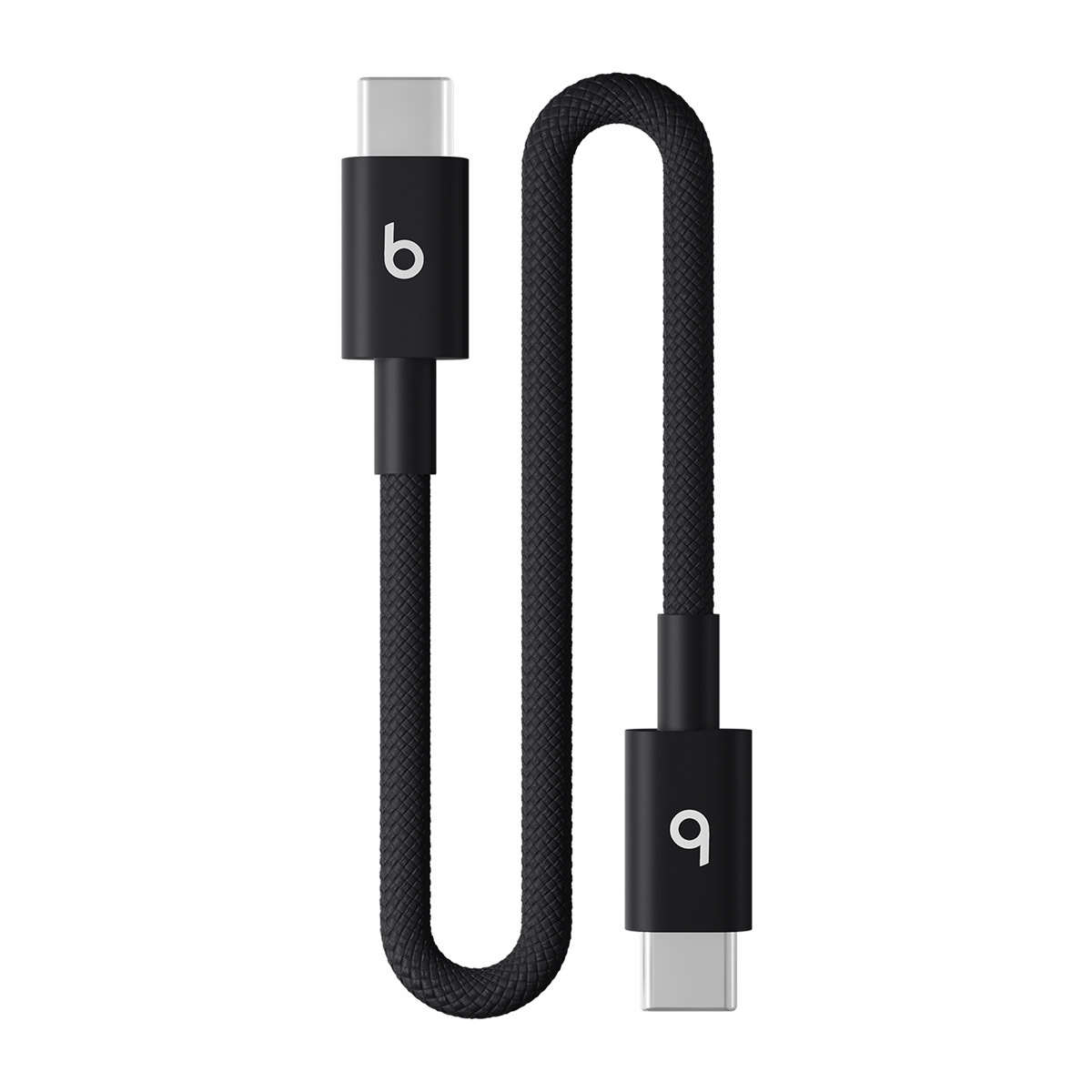 Close-up of Beats USB-C to USB-C Short Woven Cable in Bolt Black