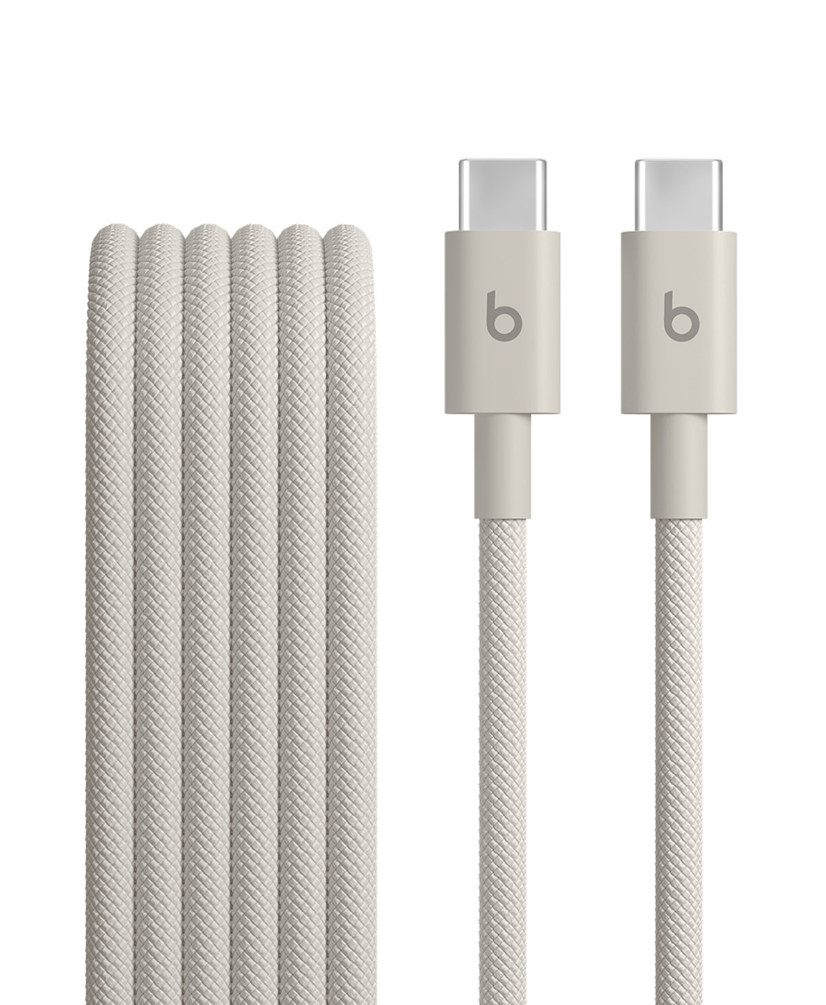 Close-up of Beats USB-C to USB-C Woven Cable in Surge Stone