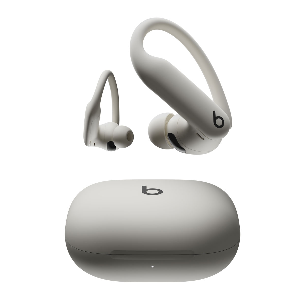 流沙色 Powerbeats Pro 2 的特寫。